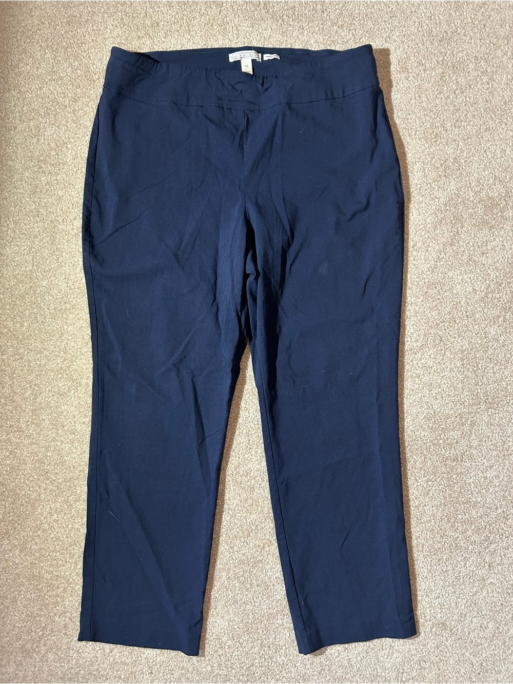 Dana Buchman Navy Straight Leg Pants Tummy Control Womens L